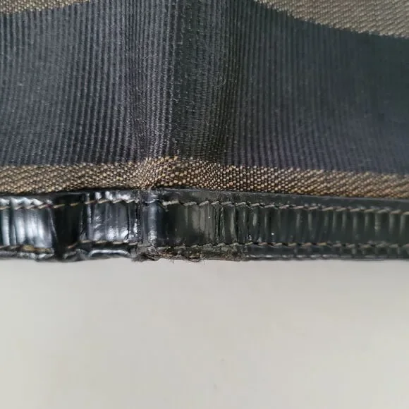 Fendi Vintage Pequin Wallet Canvas Leather Wallet Black Purse Bifold Compact - Picture 10 of 16